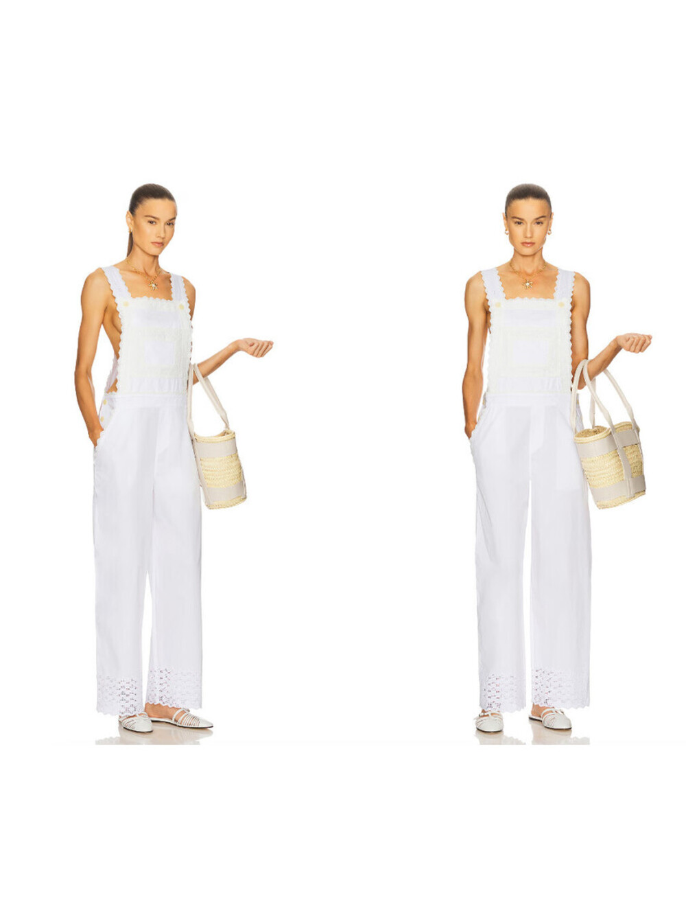 Helsa The Summer Overalls Vintage Swiss Embroidery white cotton size XS $398 NWT